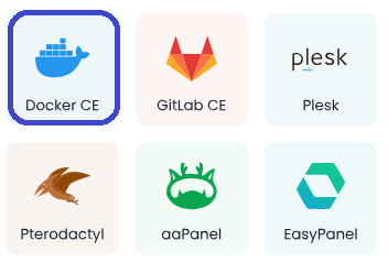 Des templates applicatifs dont Docker CE disponible sur nos VPS KVM
