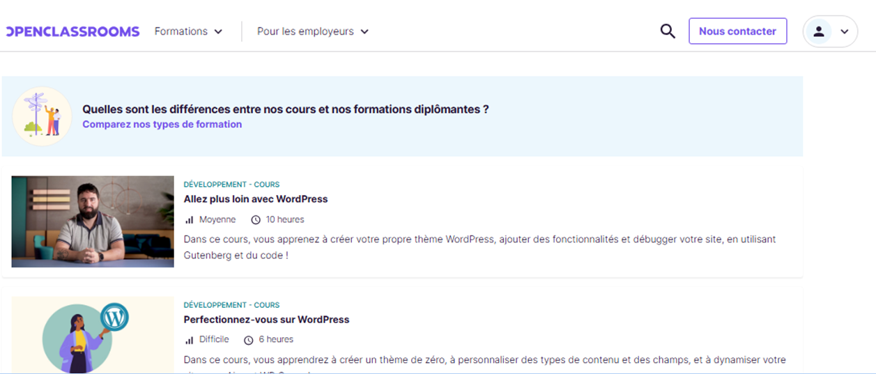 Formation WordPress gratuite sur le site OpenClassrooms Formation WordPress gratuite sur le site OpenClassrooms