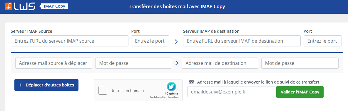 IMAP Copy pour transférer des mails d'une boîte A à une boîte B
