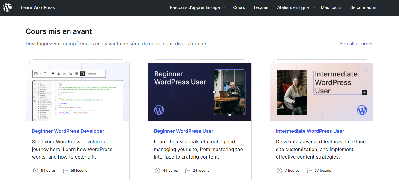 Learn WordPress pour apprendre WordPress gratuitement Learn WordPress - pour apprendre WordPress gratuitement