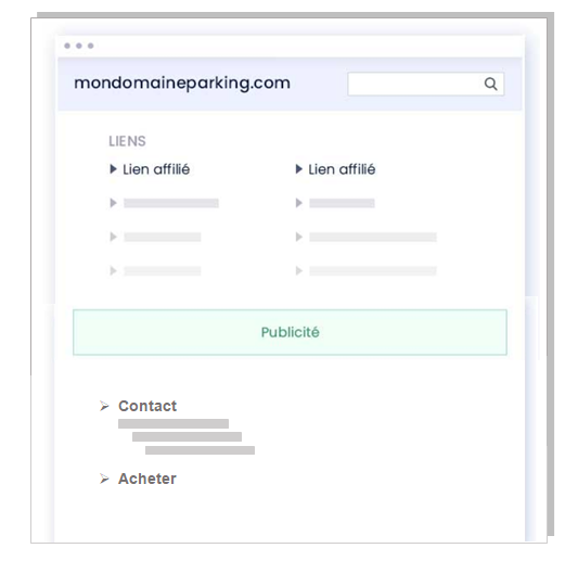 Racheter un nom de domaine - rechercher une page parking