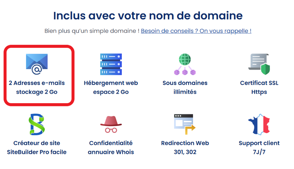 Chez LWS - 2 adresses emails professionnelles inclus avec votre nom de domaine