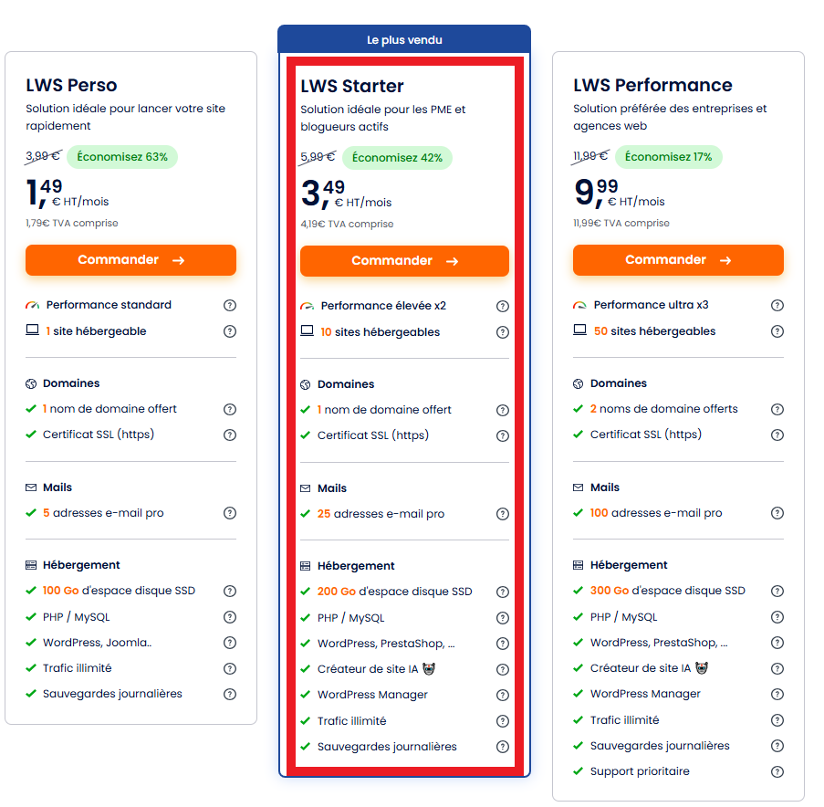 Créez, hébergez et lancez votre boutique en ligne avec notre hébergement web à partir de l'offre Starter