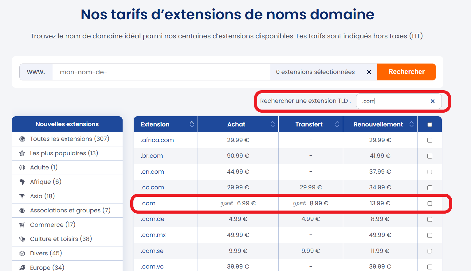 Comparatif prix nom de domaine consultez notre grille tarifaire Comparatif prix nom de domaine - consultez notre grille tarifaire