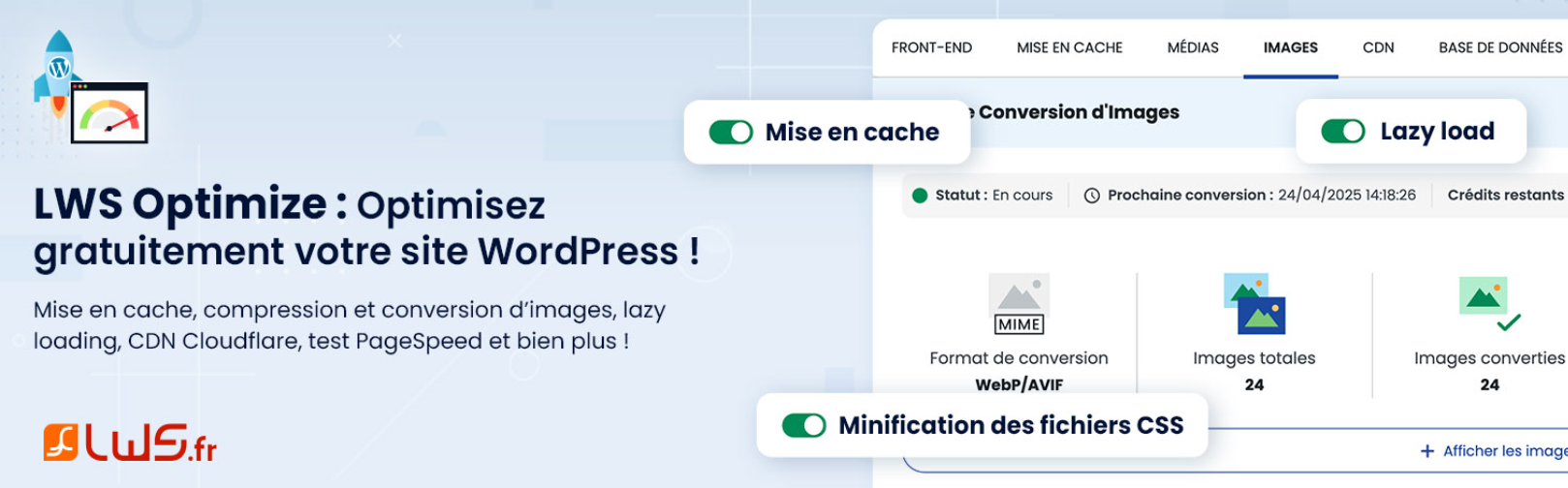 LWS Optimize - l'un des meilleurs plugins WooCommerce pour optimiser la vitesse de chargement des pages