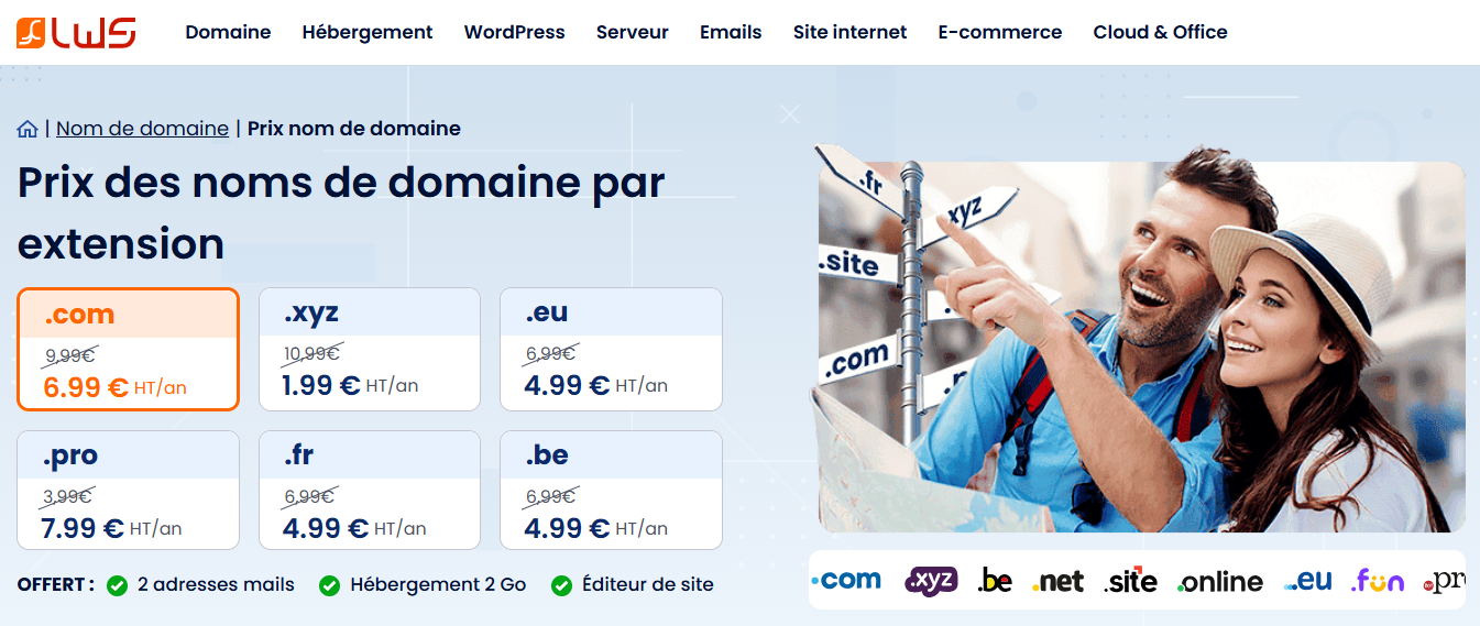 Prix nom de domaine à l'achat, par extension Prix nom de domaine à l'achat, par extension