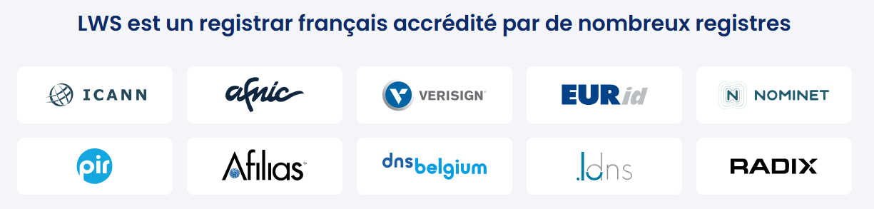 LWS bureau d'enregistrement français accrédité par les plus grands registres LWS - bureau d'enregistrement français accrédité par les plus grands registres