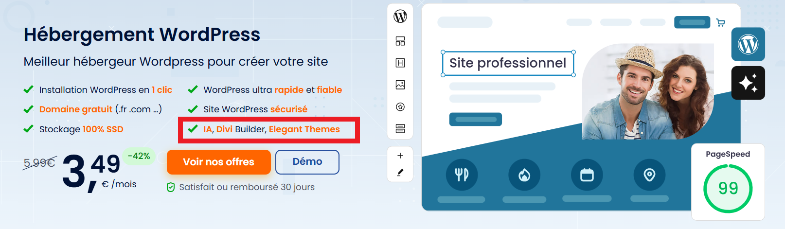 Lancez votre projet avec notre hébergement clé en main et optimisé pour les sites WordPress