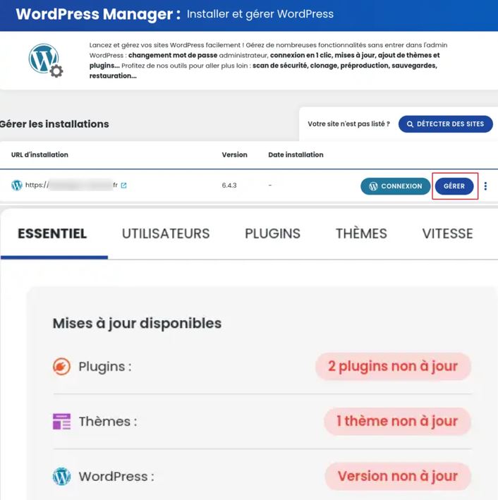 Mise à jour WordPress – Gestion facile avec WP Manager