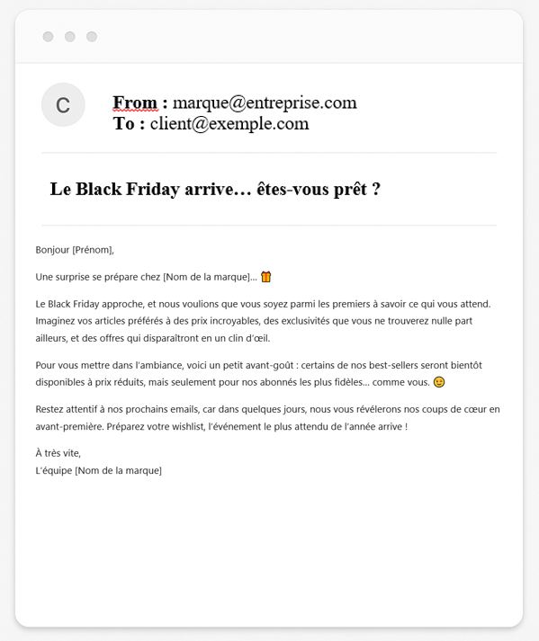 Newsletter Black Friday - Lancez une campagne teaser avant la date officielle
