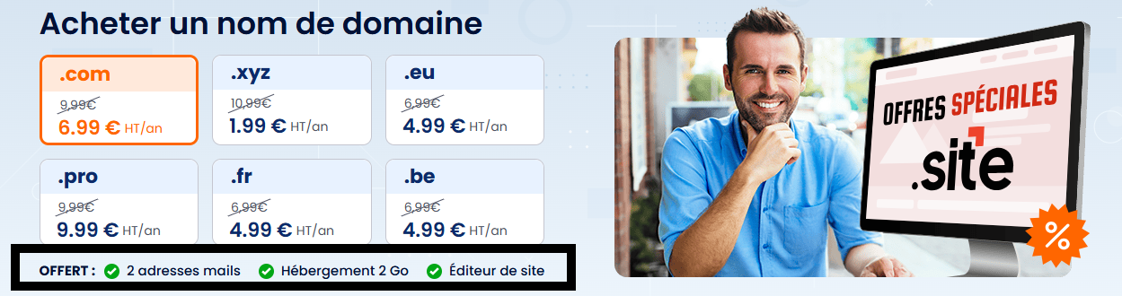 Nom de domaine à petit prix, avec services supplémentaires offerts, chez LWS Nom de domaine à petit prix, avec services supplémentaires offerts, chez LWS