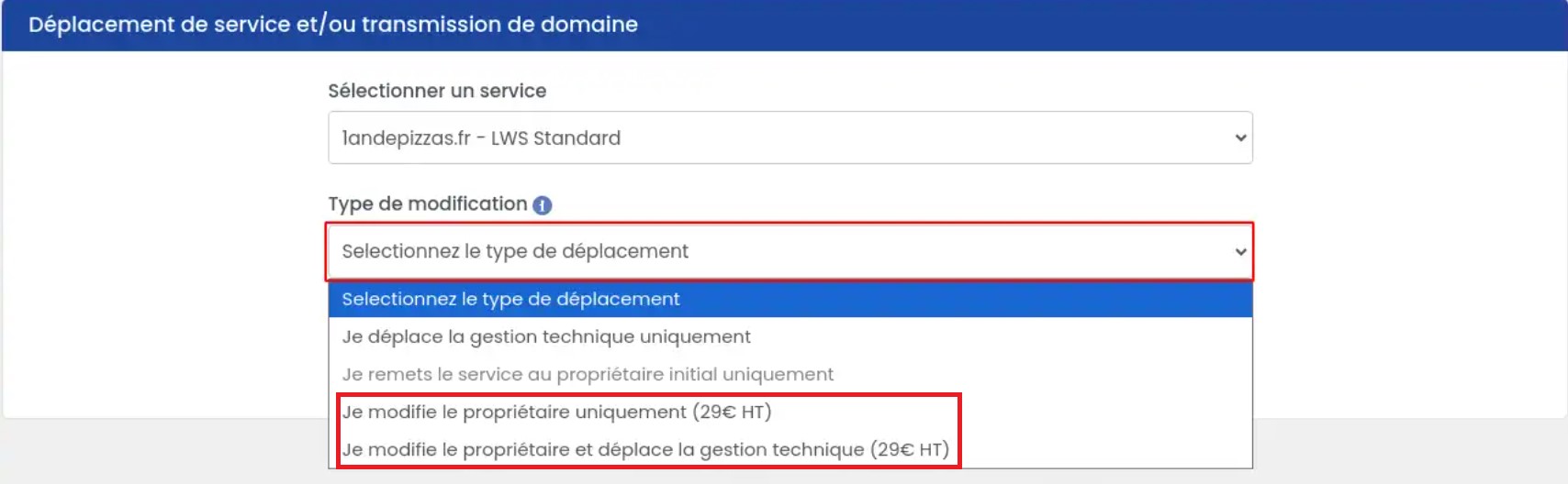 Gestion de nom de domaine – le changement de propriétaire