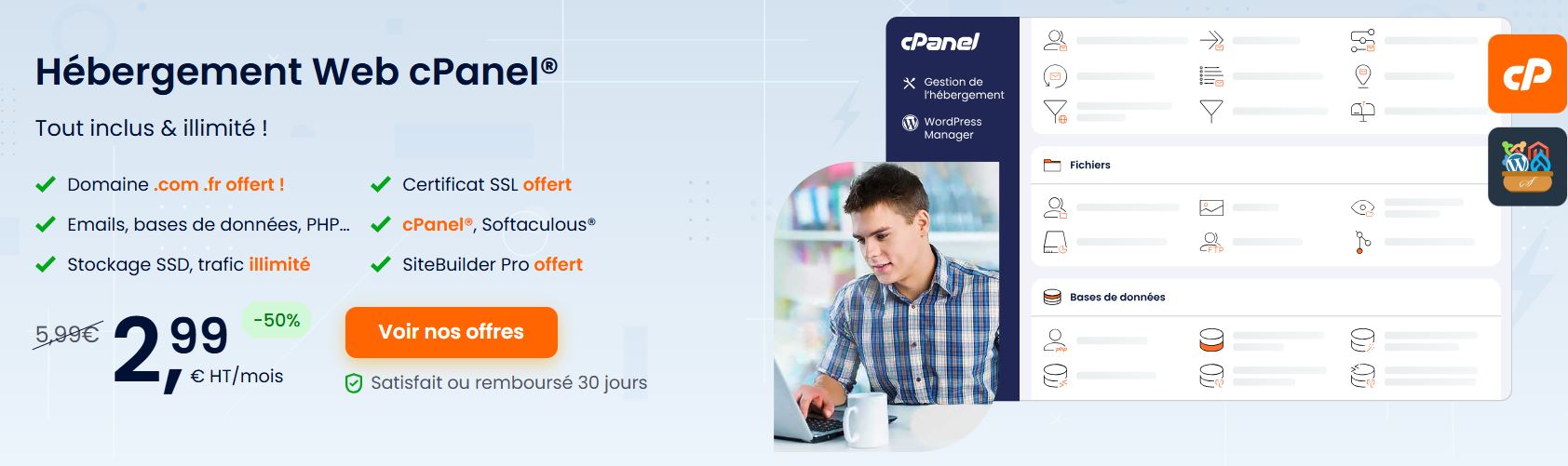 Notre hébergement cPanel pour utiliser le panneau de contrôle cPanel
