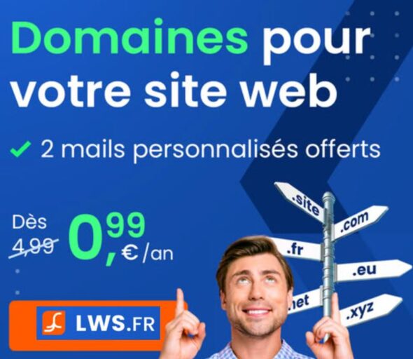 Nom de domaine à petit prix, à partir de 0,99 € HT/an seulement, chez LWS
