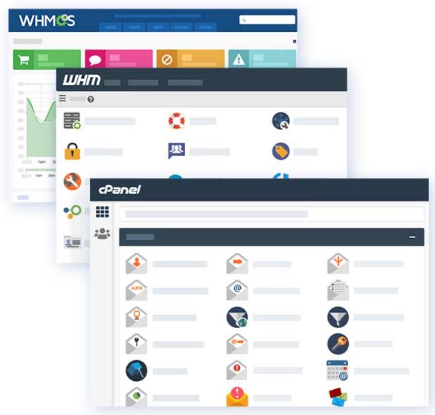 Notre hébergement web revendeur vous donne accès à cPanel & WHM, et vous permet aussi d'utiliser WHMCS