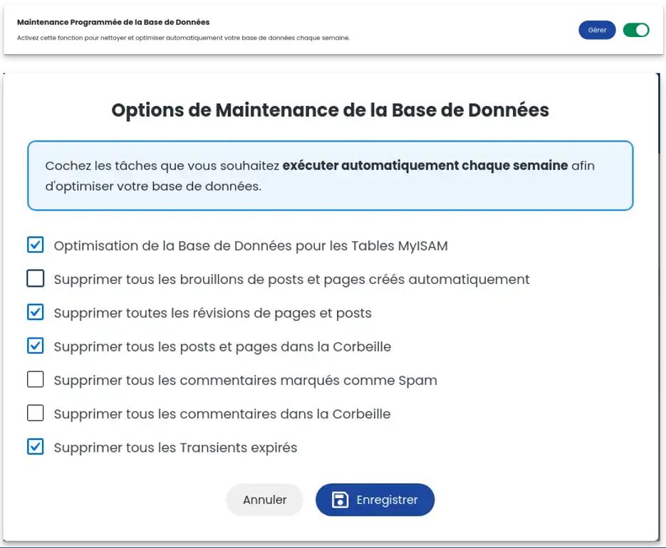 Optimiser WordPress - la gestion et maintenance de la base de données avec LWS Optimize
