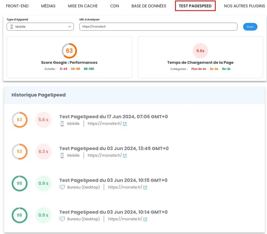 Suivez vos optimisations en quelques clics - obtenez des rapports de PageSpeed directement depuis LWS Optimize