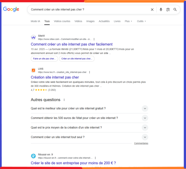 Comment Google affiche ses résultats suite au SEO