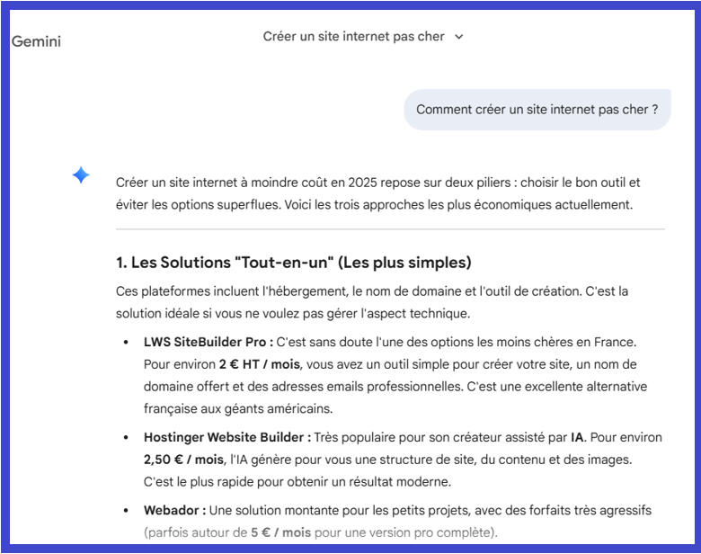Generative Engine Optimization – Comment le moteur de recherche génératif Gemini affiche ses résultats