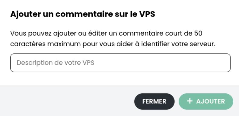 Nouveauté VPS KVM LWS - ajout de commentaire sur votre serveur