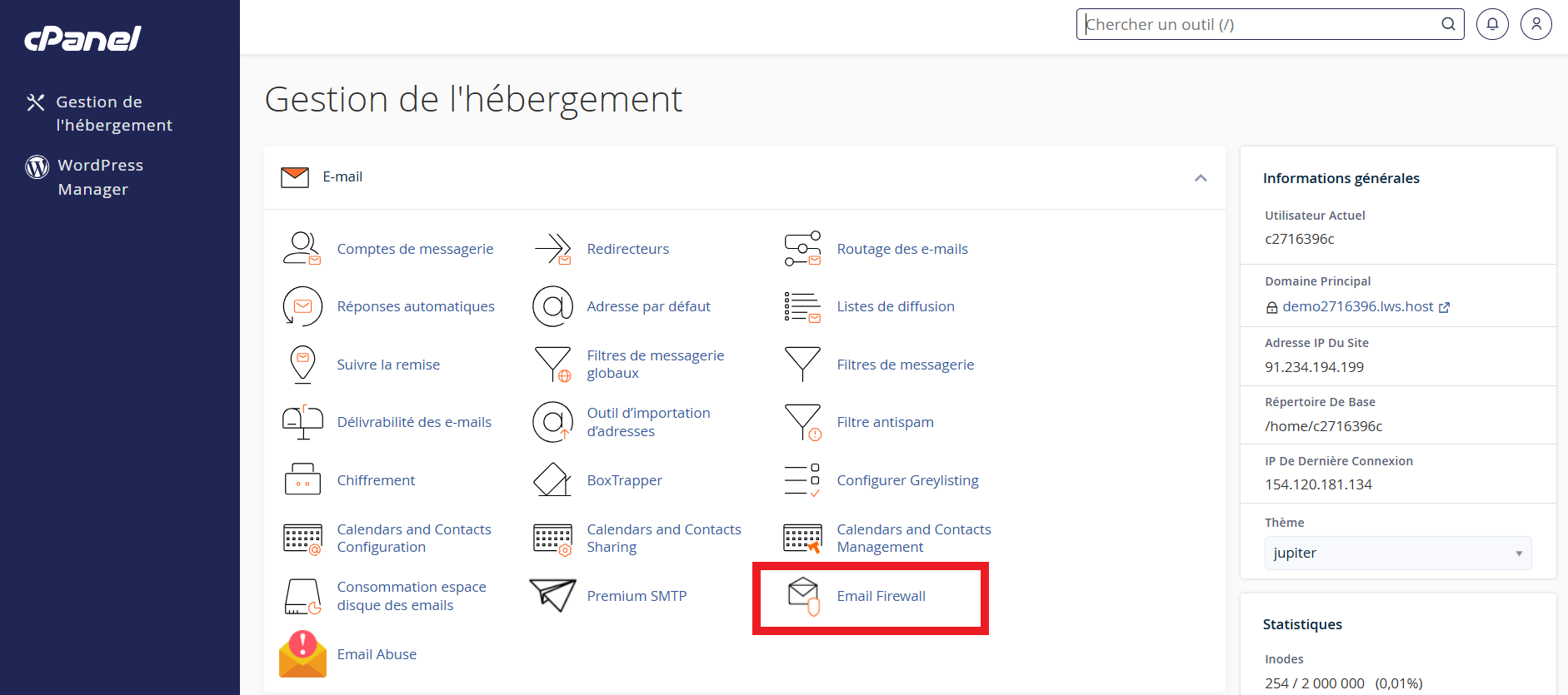 Protection mail - L'Email Firewall cPanel LWS
