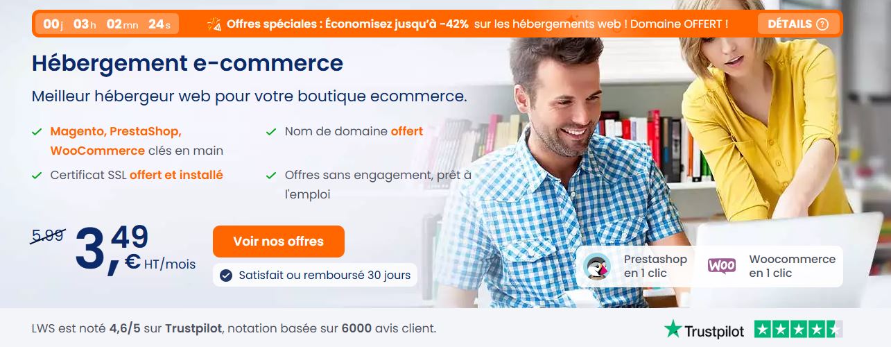 Répondez aux exigences des consommateurs actuels – faites de votre boutique en ligne un site fluide et réactif en optant pour notre hébergement e-commerce chez LWS