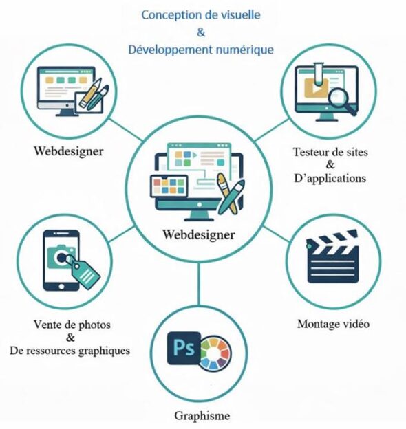 La conception de visuelle et le développement numérique pour gagner de l’argent à domicile