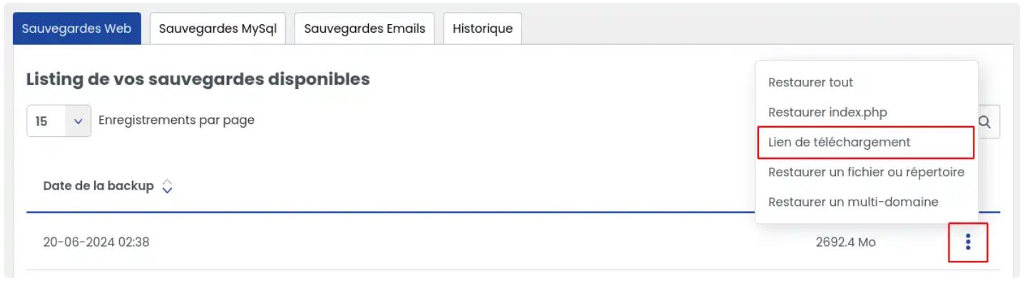 Sauvegarde en quelques clics depuis le Panel LWS Sauvegarde en quelques clics depuis le Panel LWS