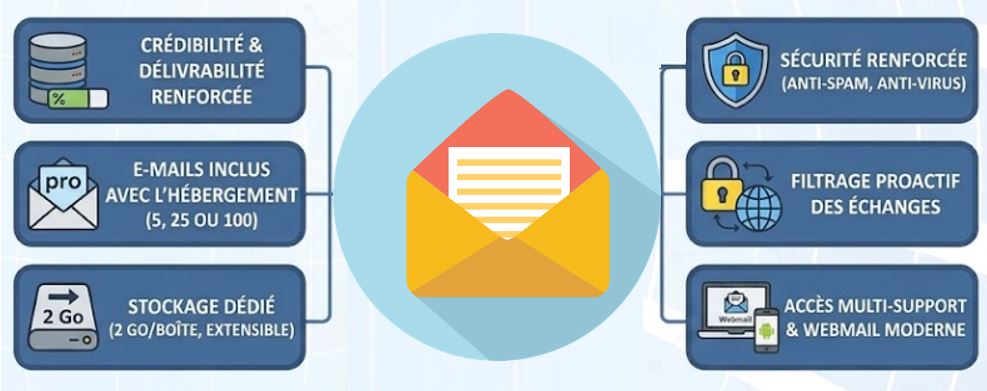 Des boîtes emails professionnelles inclus gratuitement